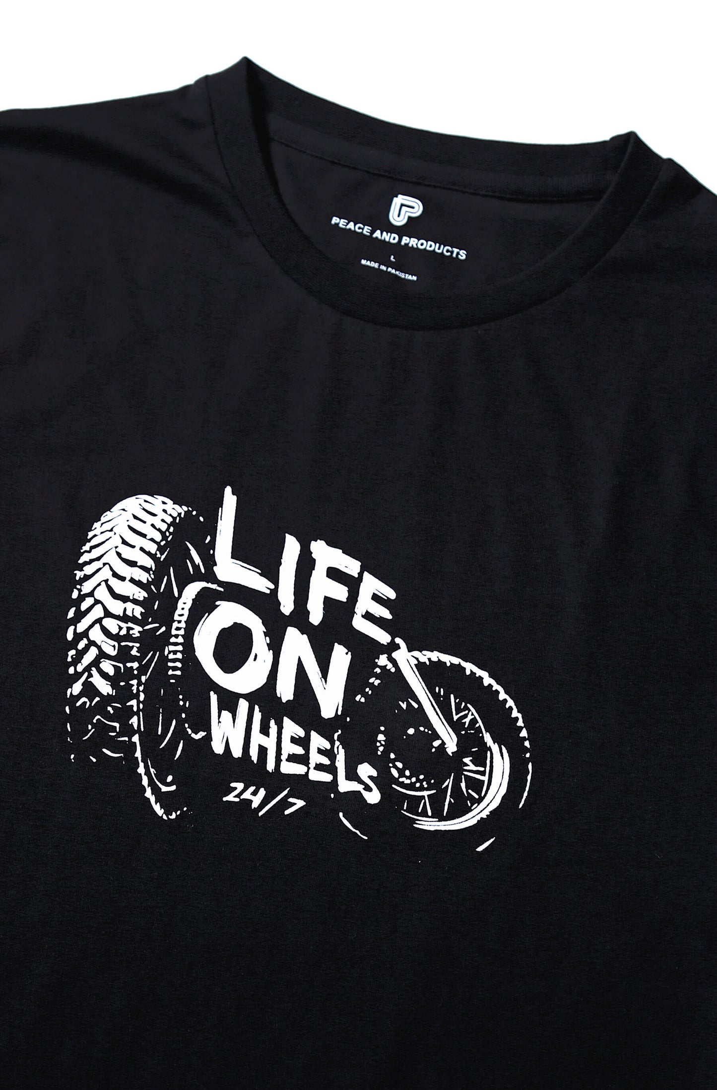 Life on Wheels 100% Combed Cotton Graphic T-shirt