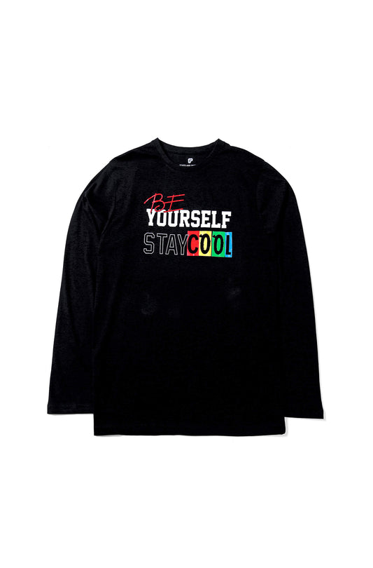 Be Yourself Combed Cotton Long Sleeve Graphic T-shirt