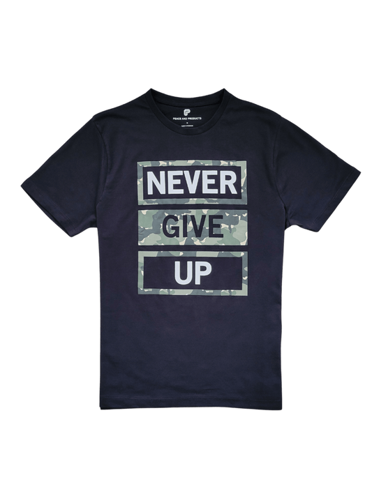 Never Give Up Combed Cotton Graphic T-shirt