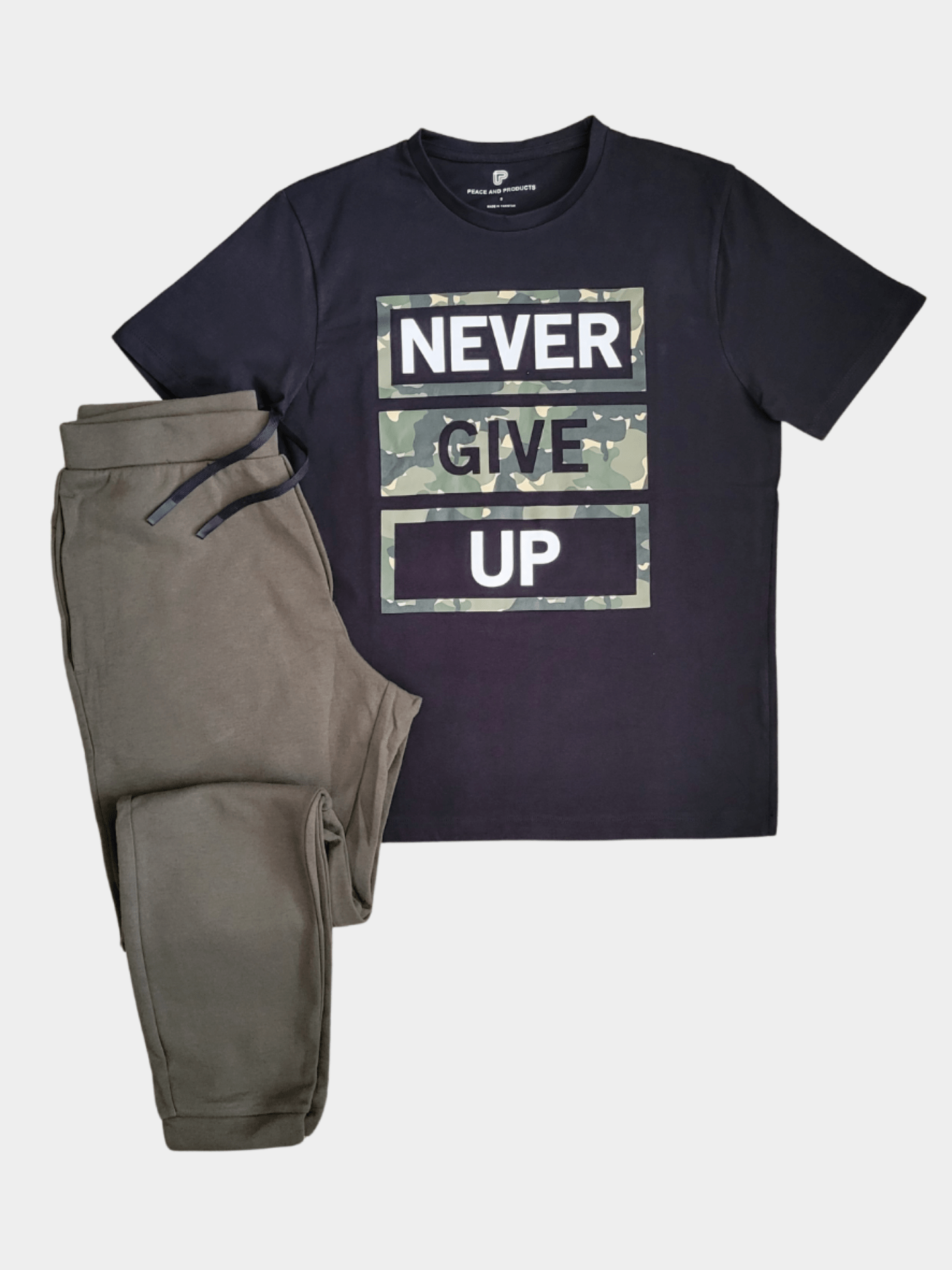 Never Give Up Combed Cotton Graphic T-shirt