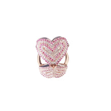 Load image into Gallery viewer, Pink And White Zircon With Rose Gold Over Sterling Silver Ring - Hand Carved-Peace &amp; Products
